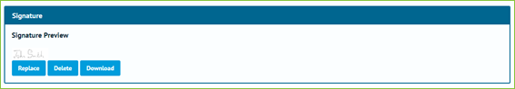 Screenshot of the Signature Section from the Authorised Person View Page