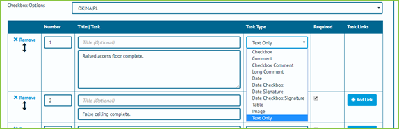 Screenshot of the Digital Document Section with Task 1 being set to Text Only